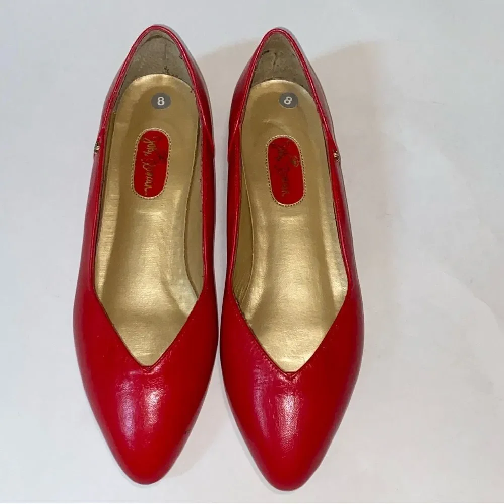 John Romain Leather Elegant Red Women's Loafers Size 8 B AA Barbara